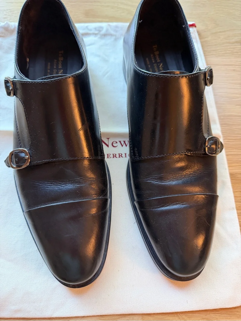 To Boot New York Men’s leather cap toe double monk strap shoes
